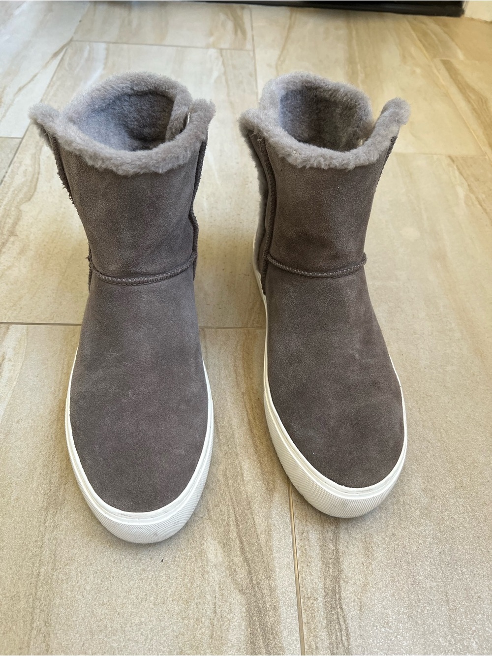 UGG Aika Sneaker Boots Plush Shearling-Lined Slip-On in Taupe